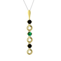 Leilani Kolye - Siyah zirkon ve yeşil kuvars 14 ayar altın kolye (40 cm gümüş rolo zincir) #kc7ggs