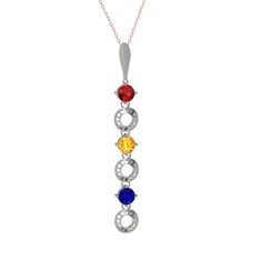 Leilani Kolye - Garnet, sitrin ve lab safir 14 ayar beyaz altın kolye (40 cm gümüş rolo zincir) #kr2n7l