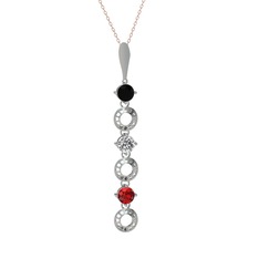 Leilani Kolye - Siyah zirkon, beyaz zirkon ve garnet 925 ayar gümüş kolye (40 cm gümüş rolo zincir) #mvvdw7