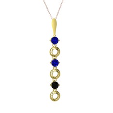 Leilani Kolye - Lab safir ve siyah zirkon 14 ayar altın kolye (40 cm gümüş rolo zincir) #n6qo0t