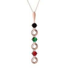 Leilani Kolye - Siyah zirkon, yeşil kuvars ve garnet 14 ayar rose altın kolye (40 cm gümüş rolo zincir) #nnewxn