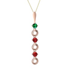 Leilani Kolye - Yeşil kuvars ve garnet 14 ayar rose altın kolye (40 cm altın rolo zincir) #orvqq2