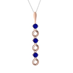 Leilani Kolye - Lab safir 8 ayar rose altın kolye (40 cm beyaz altın rolo zincir) #qs70u2