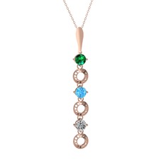 Leilani Kolye - Yeşil kuvars, akuamarin ve beyaz zirkon 14 ayar rose altın kolye (40 cm gümüş rolo zincir) #rkhhyl