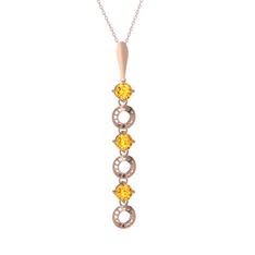 Leilani Kolye - Sitrin 14 ayar rose altın kolye (40 cm rose altın rolo zincir) #s6juxf