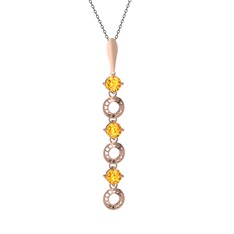 Leilani Kolye - Sitrin 14 ayar rose altın kolye (40 cm gümüş rolo zincir) #vyhuzz