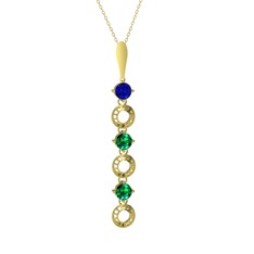 Leilani Kolye - Lab safir ve yeşil kuvars 925 ayar altın kaplama gümüş kolye (40 cm gümüş rolo zincir) #x7igo3
