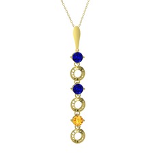 Leilani Kolye - Lab safir ve sitrin 925 ayar altın kaplama gümüş kolye (40 cm gümüş rolo zincir) #xpqdw2