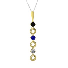 Leilani Kolye - Siyah zirkon, lab safir ve beyaz zirkon 925 ayar altın kaplama gümüş kolye (40 cm gümüş rolo zincir) #yiqgfi