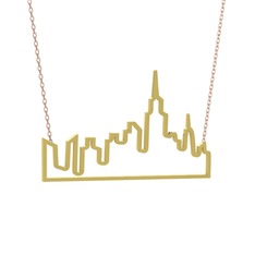 New York Kolye - 18 ayar altın kolye (40 cm rose altın rolo zincir) #156k0bm