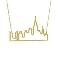 New York Kolye - 8 ayar altın kolye (40 cm altın rolo zincir) #1cm7wng