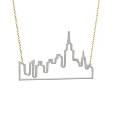 New York Kolye - 14 ayar beyaz altın kolye (40 cm altın rolo zincir) #1enr02f