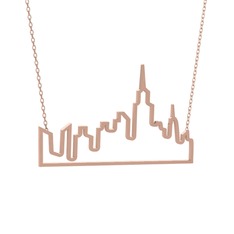 New York Kolye - 8 ayar rose altın kolye (40 cm rose altın rolo zincir) #1otespa