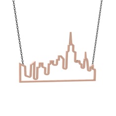 New York Kolye - 8 ayar rose altın kolye (40 cm gümüş rolo zincir) #1p56ms7