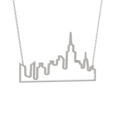 New York Kolye - 8 ayar beyaz altın kolye (40 cm beyaz altın rolo zincir) #1puxog2