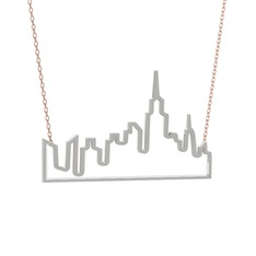 New York Kolye - 14 ayar beyaz altın kolye (40 cm rose altın rolo zincir) #f9u24x