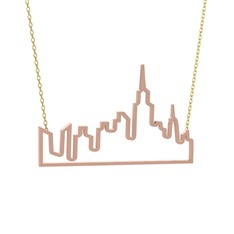 New York Kolye - 8 ayar rose altın kolye (40 cm altın rolo zincir) #md0mub