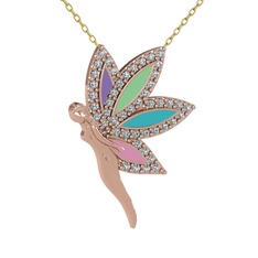 İlham Perisi Kolye - Beyaz zirkon 8 ayar rose altın kolye (40 cm altın rolo zincir) #18dj9ux