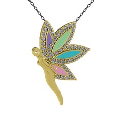 İlham Perisi Kolye - Pırlanta 8 ayar altın kolye (0.4136 karat, 40 cm gümüş rolo zincir) #1b0mwaw