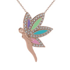 Swarovski 925 ayar rose altın kaplama gümüş kolye (40 cm rose altın rolo zincir)