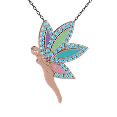 İlham Perisi Kolye - Akuamarin 8 ayar rose altın kolye (40 cm gümüş rolo zincir) #1m90eyu