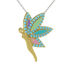 İlham Perisi Kolye - Akuamarin 18 ayar altın kolye (40 cm gümüş rolo zincir) #1mjcr52