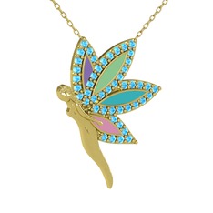 İlham Perisi Kolye - Akuamarin 8 ayar altın kolye (40 cm altın rolo zincir) #1mrcak5