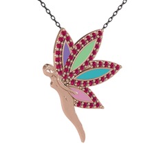 Rodolit garnet 925 ayar rose altın kaplama gümüş kolye (40 cm gümüş rolo zincir)