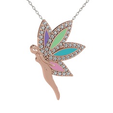 İlham Perisi Kolye - Swarovski 14 ayar rose altın kolye (40 cm beyaz altın rolo zincir) #9vdz8u