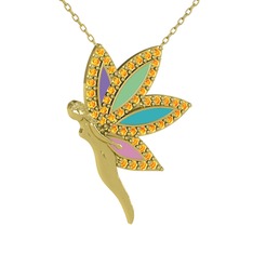 İlham Perisi Kolye - Sitrin 8 ayar altın kolye (40 cm altın rolo zincir) #a57f8u