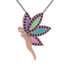 İlham Perisi Kolye - Ametist 18 ayar rose altın kolye (40 cm gümüş rolo zincir) #fz5m1r