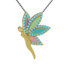 İlham Perisi Kolye - Akuamarin 925 ayar altın kaplama gümüş kolye (40 cm gümüş rolo zincir) #kcfjdi