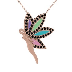 İlham Perisi Kolye - Siyah zirkon 8 ayar rose altın kolye (40 cm rose altın rolo zincir) #skithf