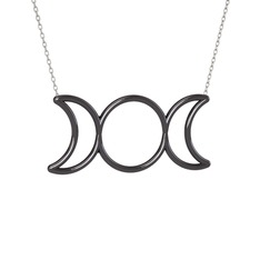 Liliith Kolye - 925 ayar siyah rodyum kaplama gümüş kolye (40 cm beyaz altın rolo zincir) #1rs9ql1