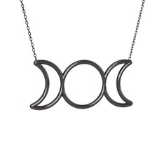 Liliith Kolye - 925 ayar siyah rodyum kaplama gümüş kolye (40 cm gümüş rolo zincir) #jw17n4