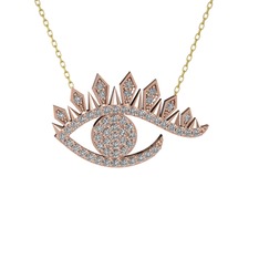 Ezra Göz Kolye - Swarovski 14 ayar rose altın kolye (40 cm altın rolo zincir) #111we63