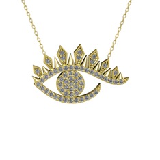 Ezra Göz Kolye - Pırlanta 925 ayar altın kaplama gümüş kolye (0.1672 karat, 40 cm altın rolo zincir) #18nwh77