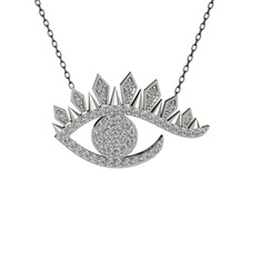 Swarovski 8 ayar beyaz altın kolye (40 cm gümüş rolo zincir)