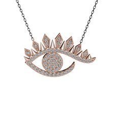 Ezra Göz Kolye - Swarovski 925 ayar rose altın kaplama gümüş kolye (40 cm gümüş rolo zincir) #1ns995r