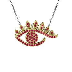 Ezra Göz Kolye - Rodolit garnet 925 ayar altın kaplama gümüş kolye (40 cm gümüş rolo zincir) #1pys9vx