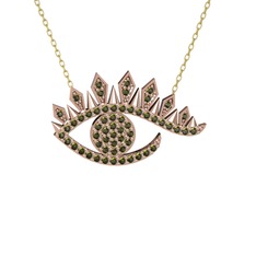 Ezra Göz Kolye - Peridot 8 ayar rose altın kolye (40 cm altın rolo zincir) #1tminiu