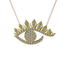 Ezra Göz Kolye - Pırlanta 8 ayar altın kolye (0.1672 karat, 40 cm rose altın rolo zincir) #auykw7