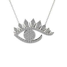 Ezra Göz Kolye - Swarovski 925 ayar gümüş kolye (40 cm gümüş rolo zincir) #cczzar