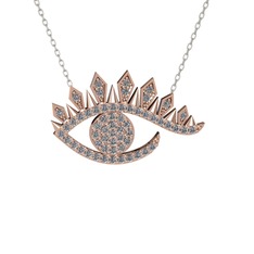 Pırlanta 14 ayar rose altın kolye (0.1672 karat, 40 cm beyaz altın rolo zincir)