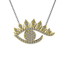 Ezra Göz Kolye - Pırlanta 18 ayar altın kolye (0.1672 karat, 40 cm gümüş rolo zincir) #eamzxj
