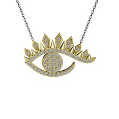 Ezra Göz Kolye - Swarovski 8 ayar altın kolye (40 cm gümüş rolo zincir) #fm9pj3