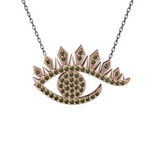 Ezra Göz Kolye - Peridot 925 ayar rose altın kaplama gümüş kolye (40 cm gümüş rolo zincir) #m5j696
