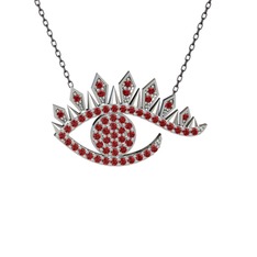 Garnet 14 ayar beyaz altın kolye (40 cm gümüş rolo zincir)