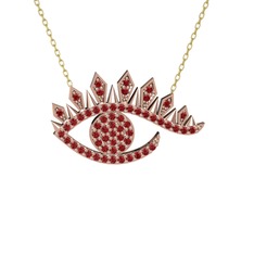 Ezra Göz Kolye - Garnet 14 ayar rose altın kolye (40 cm altın rolo zincir) #qhqh2n