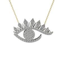 Ezra Göz Kolye - Swarovski 18 ayar beyaz altın kolye (40 cm altın rolo zincir) #rzsjdi